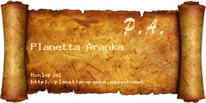 Planetta Aranka névjegykártya